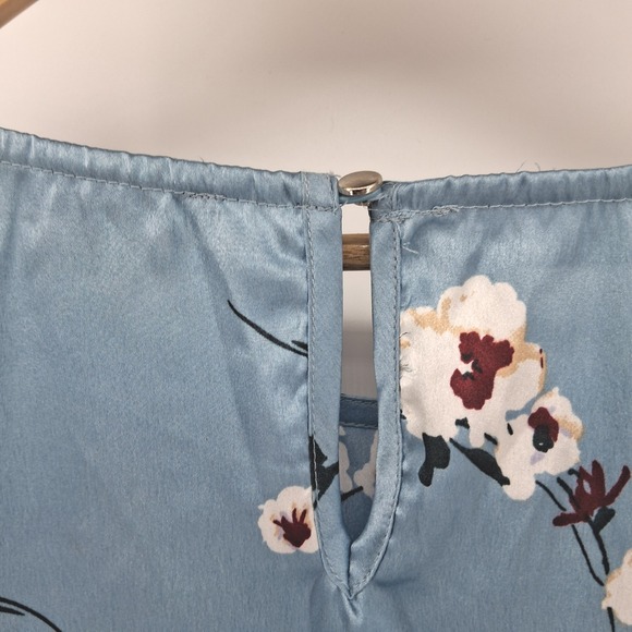 Ellos Women's Plus Size 26 Blue Floral Kimono Sleeve Tunic Top Blouse Satin Look - Picture 8 of 10